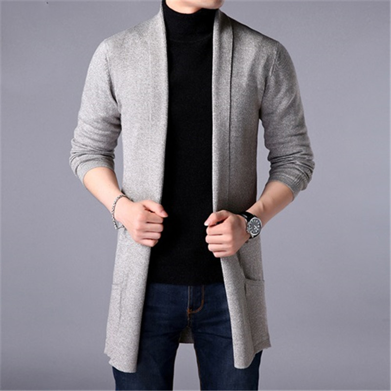 Sweater Coats For Men New Fashion Men Autumn Slim Long Sweaters Solid Color Knitted Jacket Men Casual Sweater Cardigans Coats alx