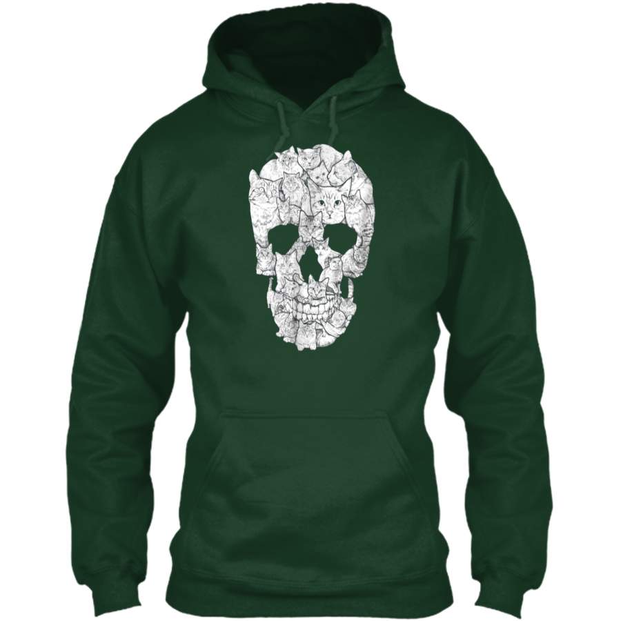 Cat Skull Kitty Skeleton Halloween Costume Idea Pullover Hoodie 8 oz ...