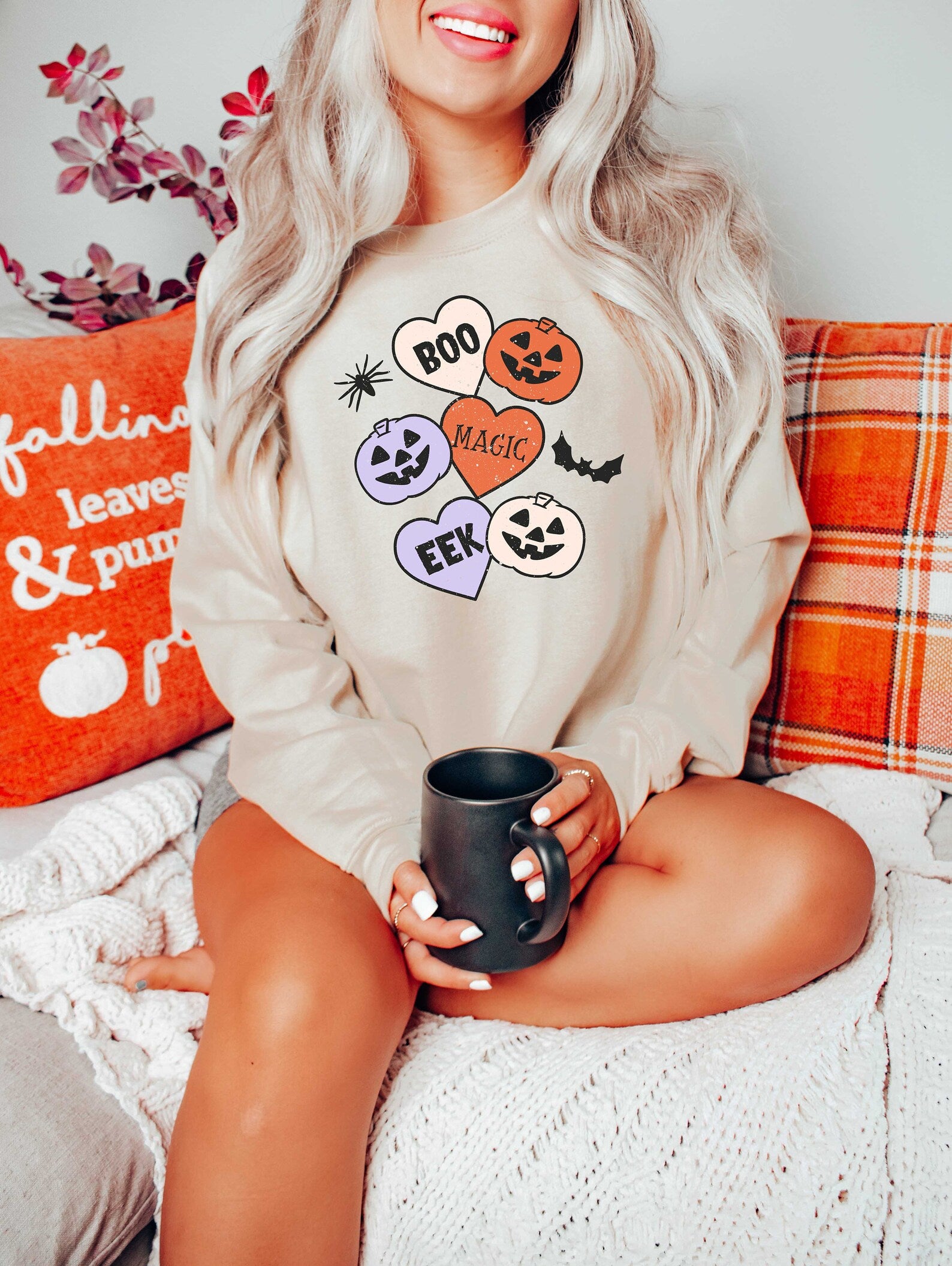 Halloween Vintage Sweatshirt, Halloween Boo Sweatshirt, Funny Halloween Sweatshirt, Halloween Matching Sweatshirt, Halloween Sweatshirt 2D Crewneck Sweatshirt All Over Print Sweatshirt For Women Sweatshirt For Men