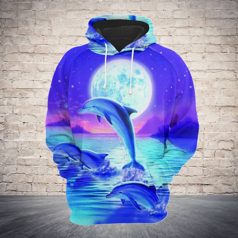 Lovely Dolphin Night G5612 – All Over Print Unisex Hoodie