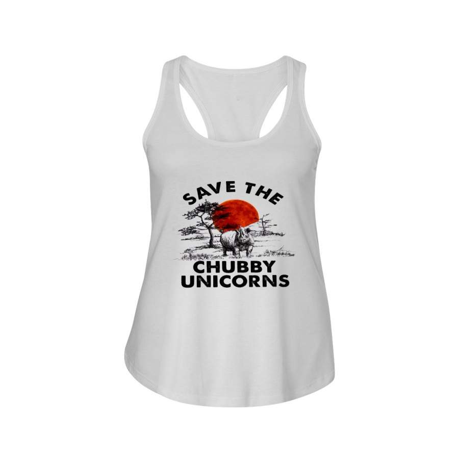 Save The Chubby Unicorns For Animal Lovers Ladies Flowy Tank