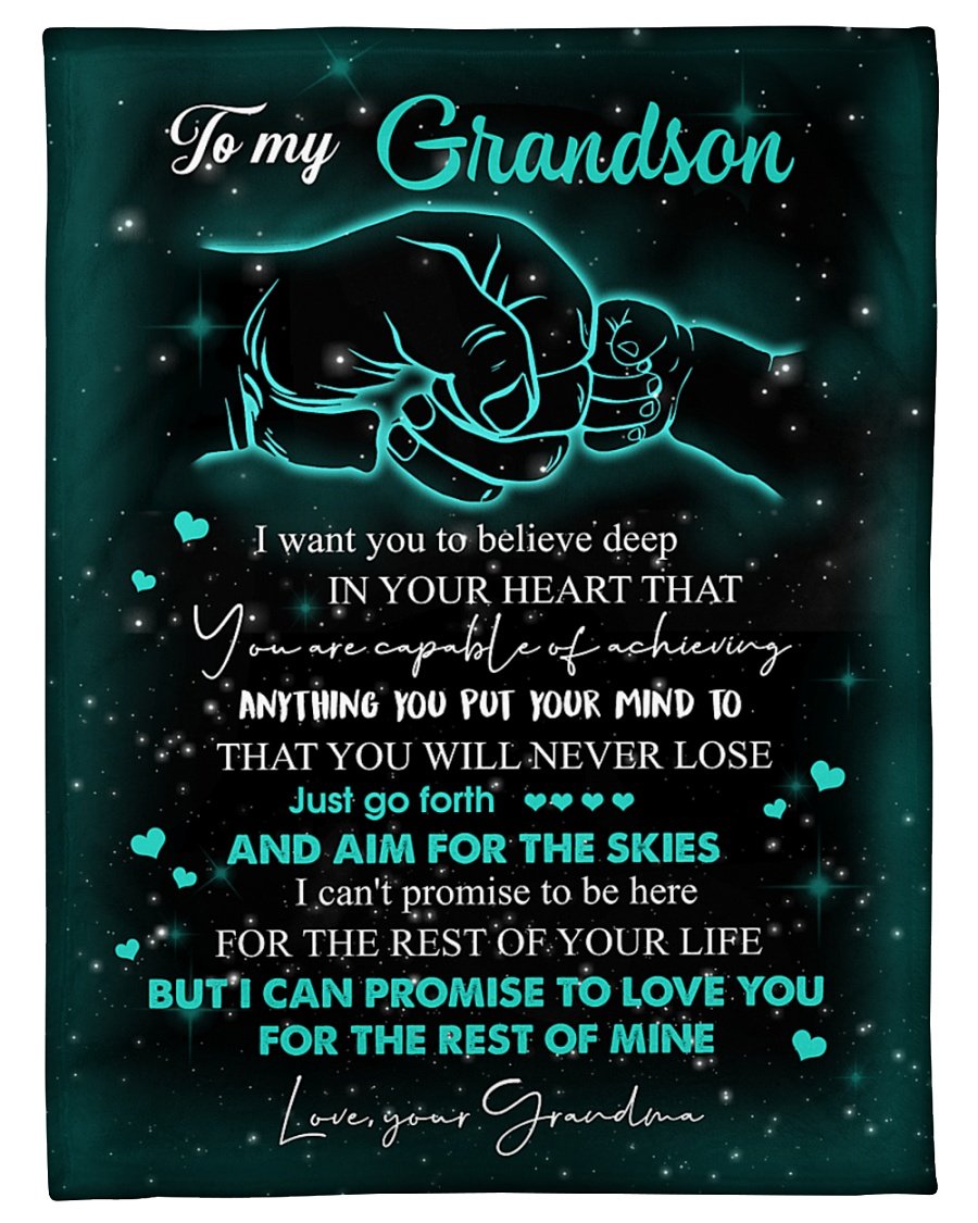 To My Grandson I Can Promise To Love You For The Rest Of Mine Fleece Blanket Gift For Grandson Home Decor Bedding Couch Sofa Soft And Comfy Cozy