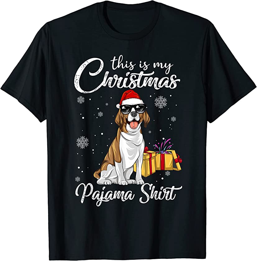 Cute Beagle Puppy Wearing Christmas Hat Holiday T-Shirt