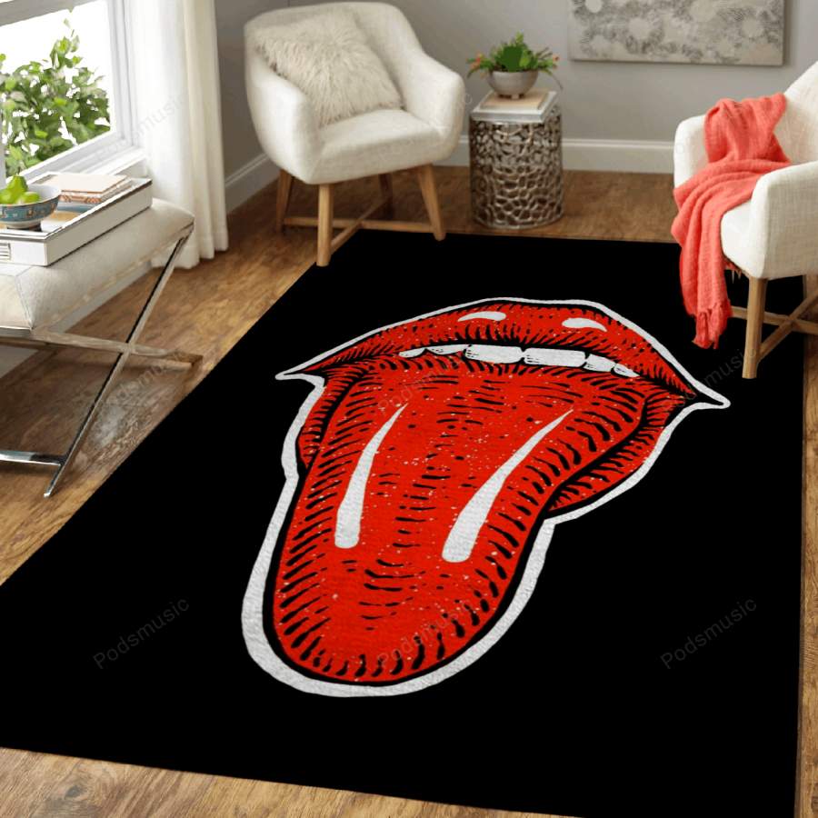 Rolling Stones Engraving – Music Art For Fans Area Rug Living Room Carpet Floor Decor