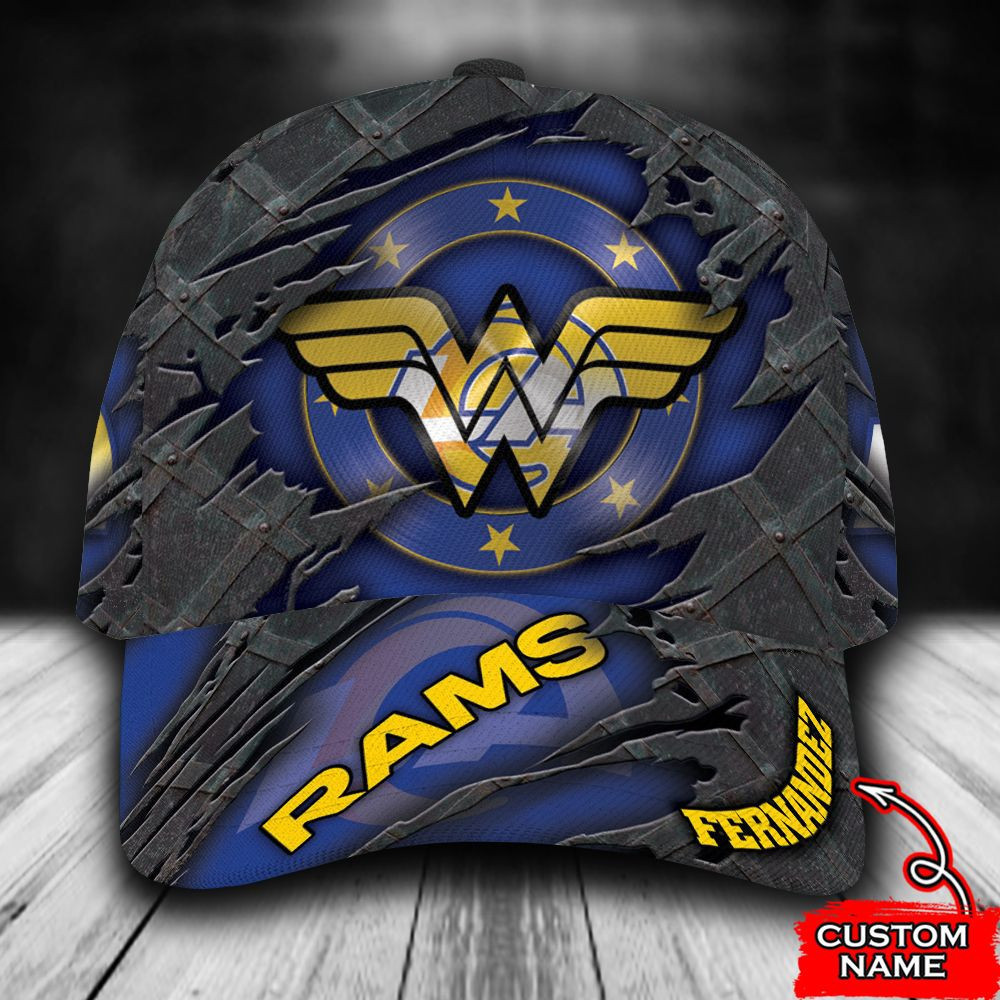 Personalized Los Angeles Rams Wonder Woman Logo All Over Print 3D Baseball Cap – Blue