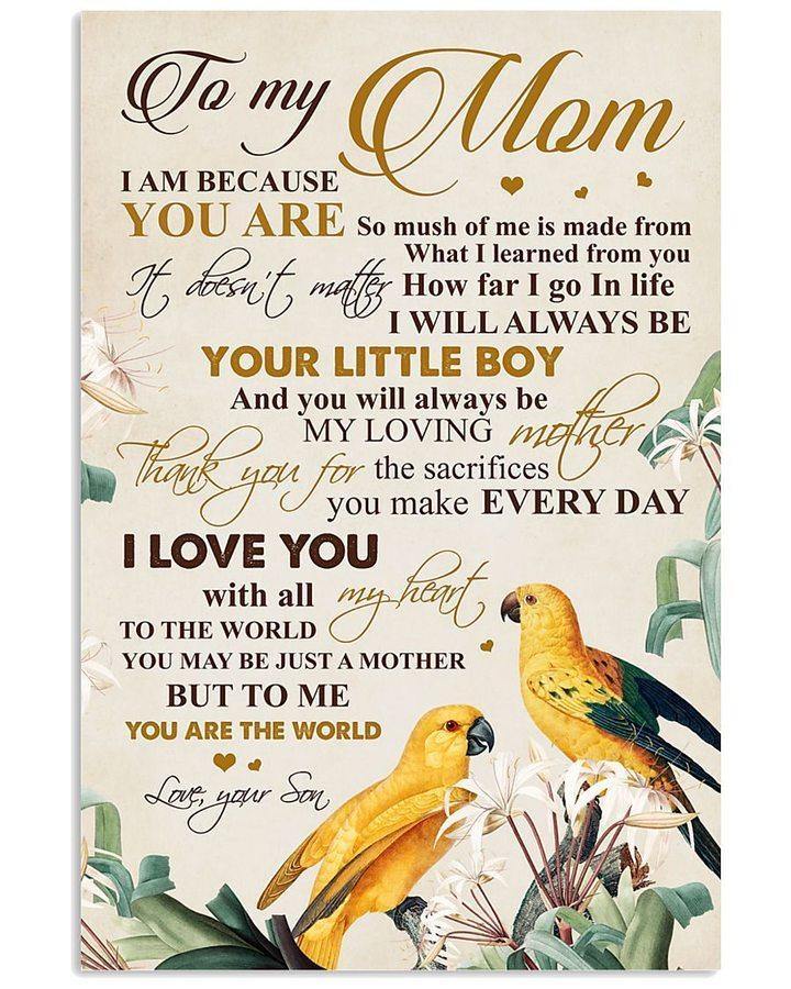 [Personalized Name] Yellow Birds I Am Because You Are – Gift For Mother’S Day, Gift For Home Decor For Family – Matte Canvas