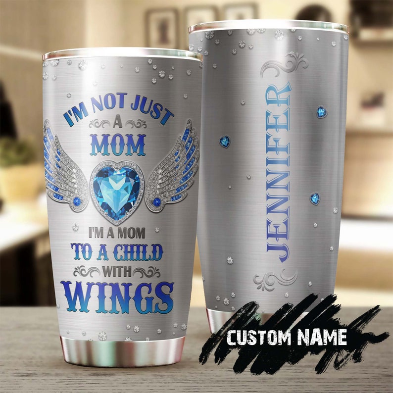 Mom Of A Child With Wings Memorial Gift Children Personalized Tumbler-Birthday Gift Christmas Gift Mother’S Day Gift For Mom