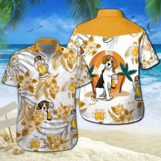 Beagle  Beer Hawaiian Shirt Summer Button Up For Men, Women, Couple