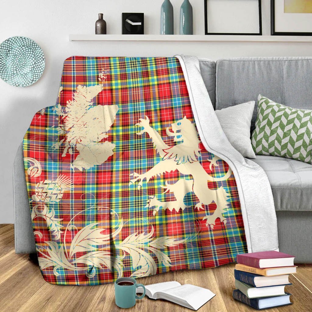 Tartan Blanket Ogilvie Tartan Scotland Lion Thistle Map Plaid Blanket