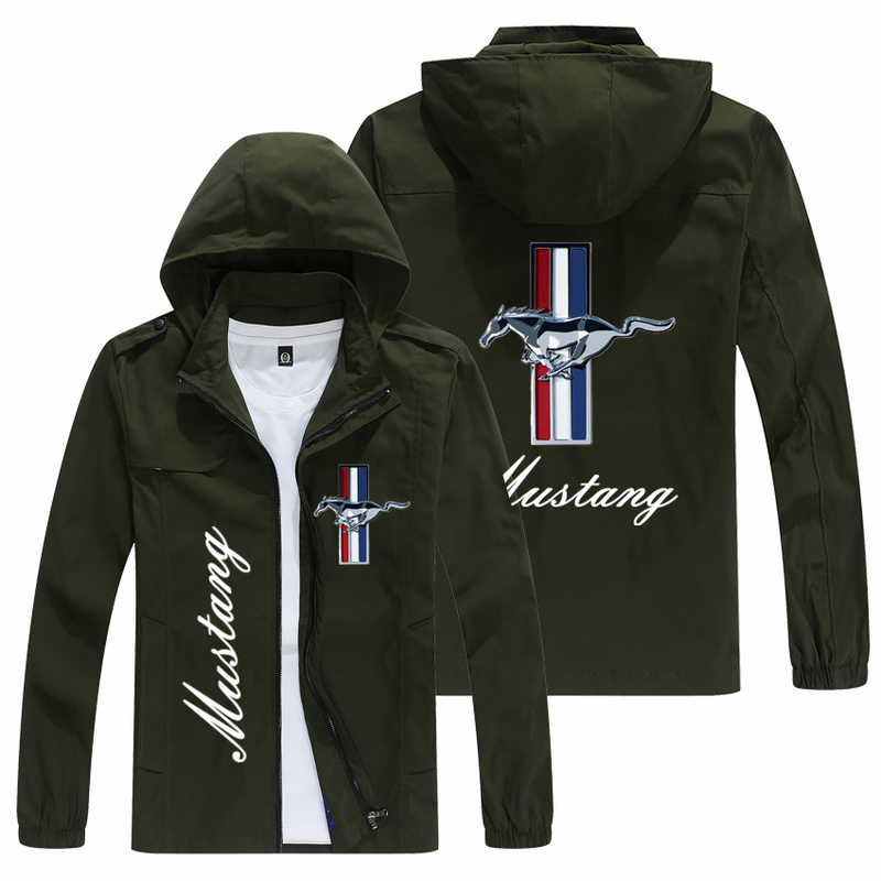 2021New Men Jacket MUSTANG Logo Print Zipper Cardigan Jackets Fashion Slim Casual Baseball Uniform Biker Jacket Coat Tops alx