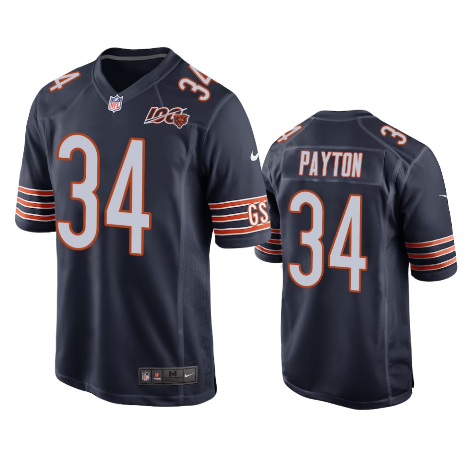 Chicago Bears Walter Payton Navy 100th Season Game Jersey – Mens