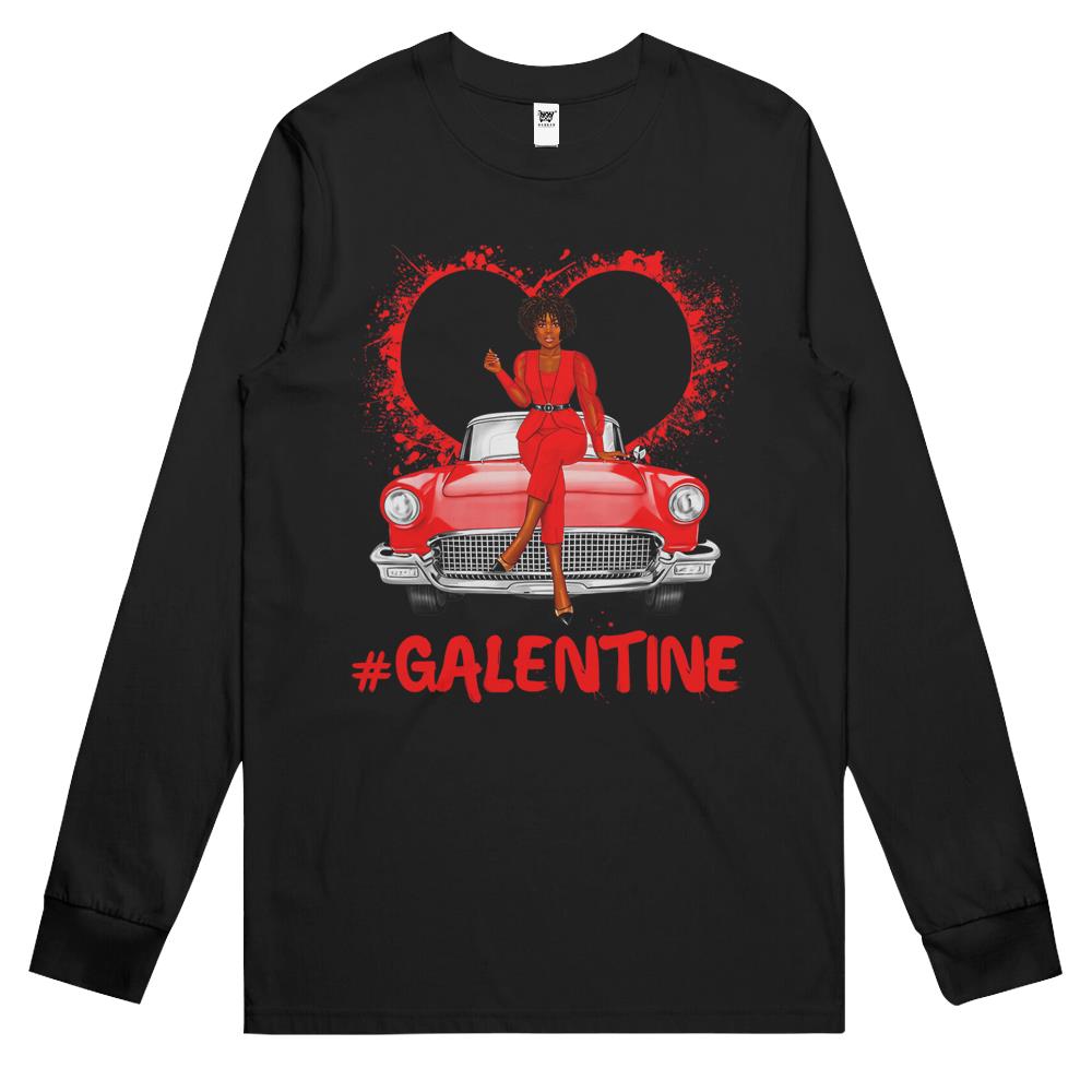 Galentines Day Single Best Melanin Queen Black Women Friends Long Sleeve T Shirts