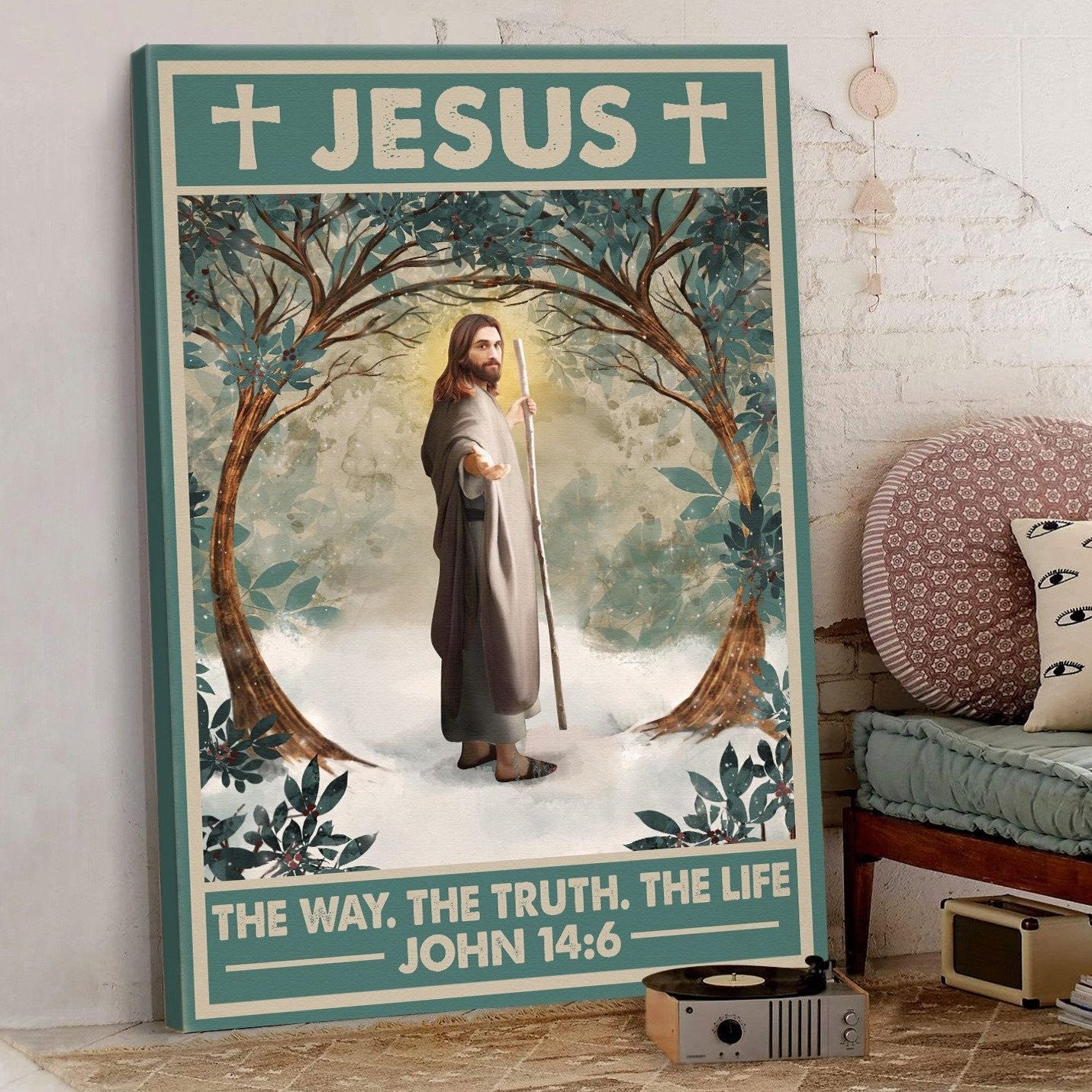Go With Jesus Poster – Way Truth Life Canvas Home Decor Gifts For Mother Day Grandma – Gigo Smart