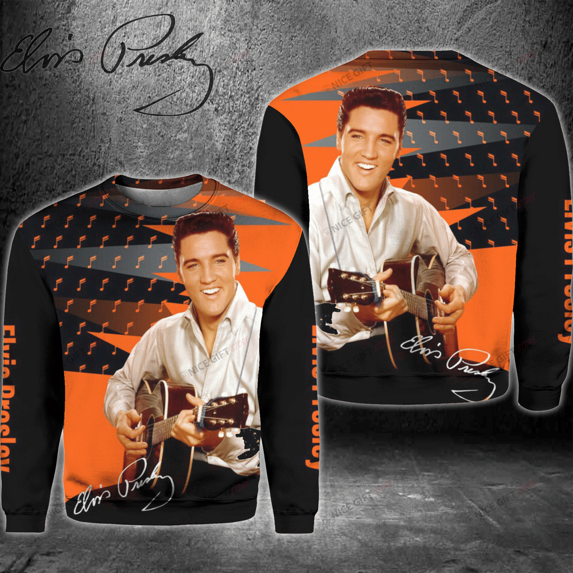 Elvis Presley Crewneck Sweatshirt 3Cs-J3U8
