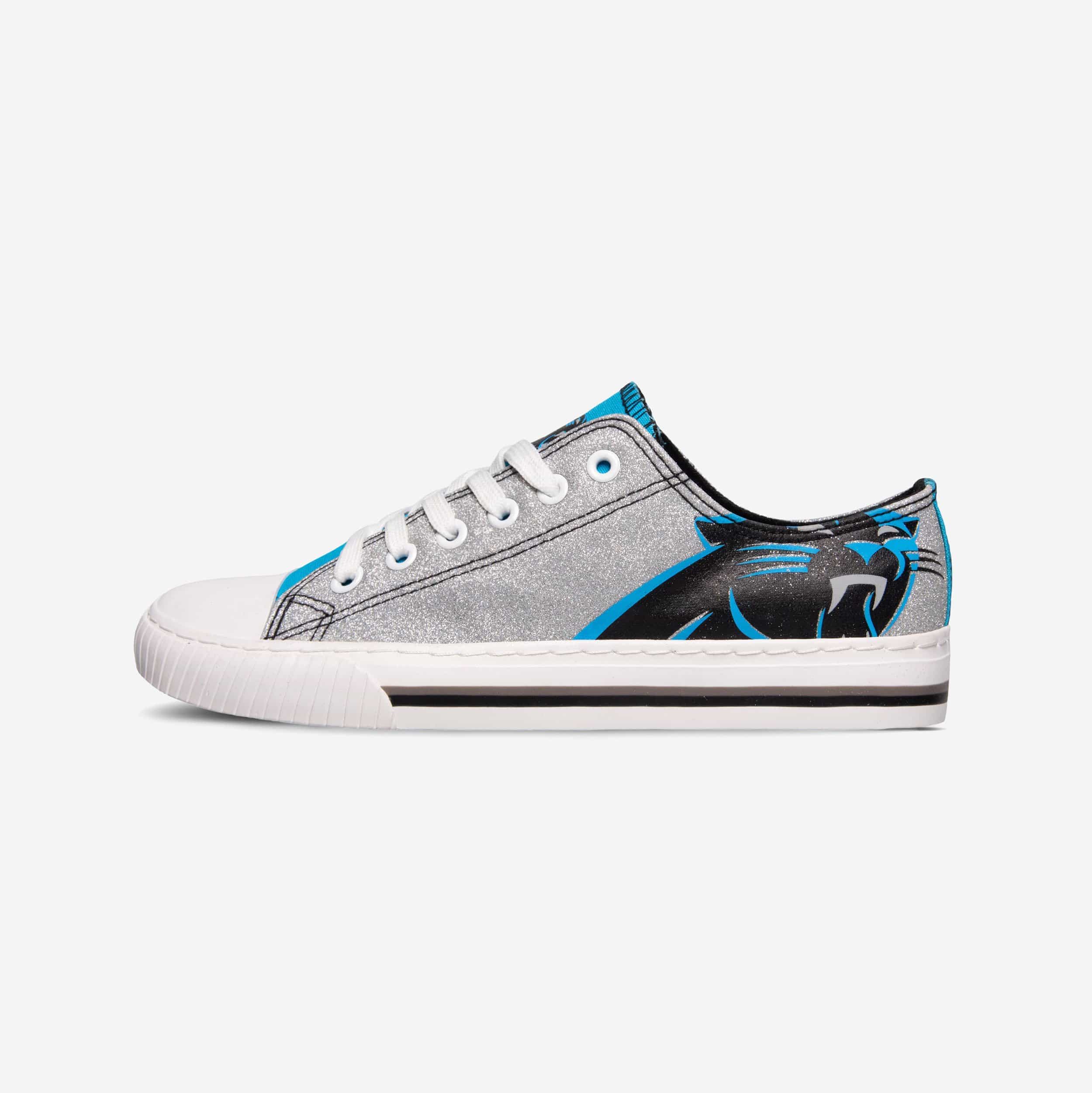 Carolina Panthers Womens Glitter Low Top Canvas Shoe