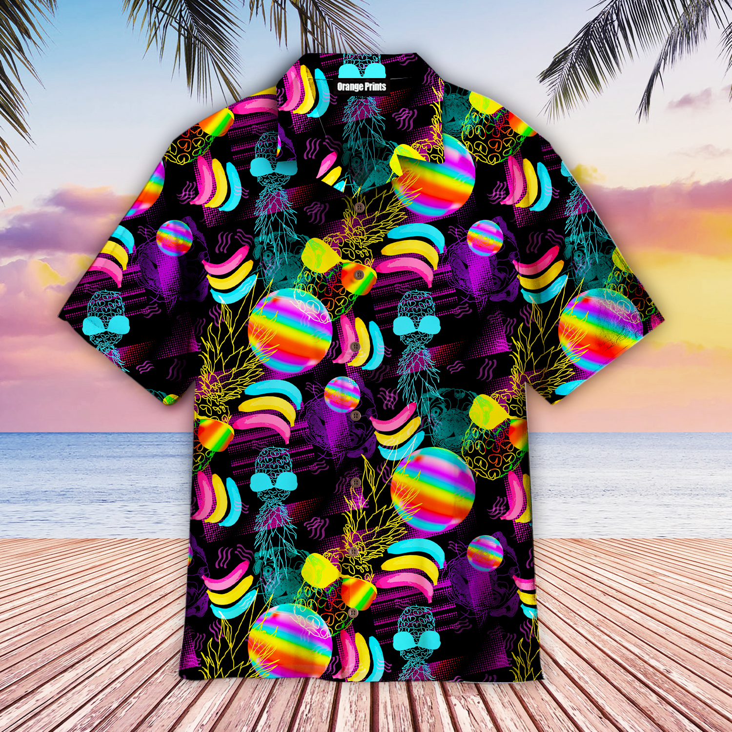 Neon Rainbow Lgbt Tropical Aloha Hawaii Shirts For Men Women Ha26655