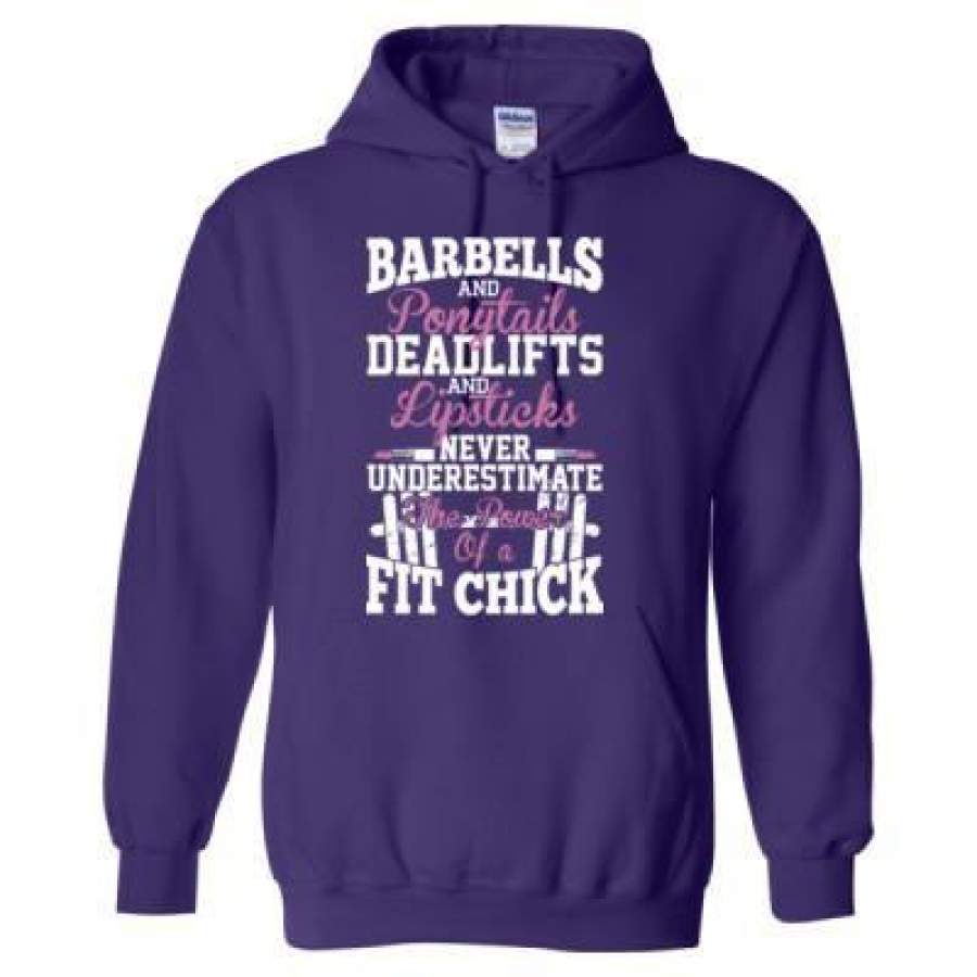 AGR Barbells And Ponytails Deadlifts And Lipsticks Never Underestimate The Power Of A Fit Chick – Heavy Blend™ Hooded Sweatshirt