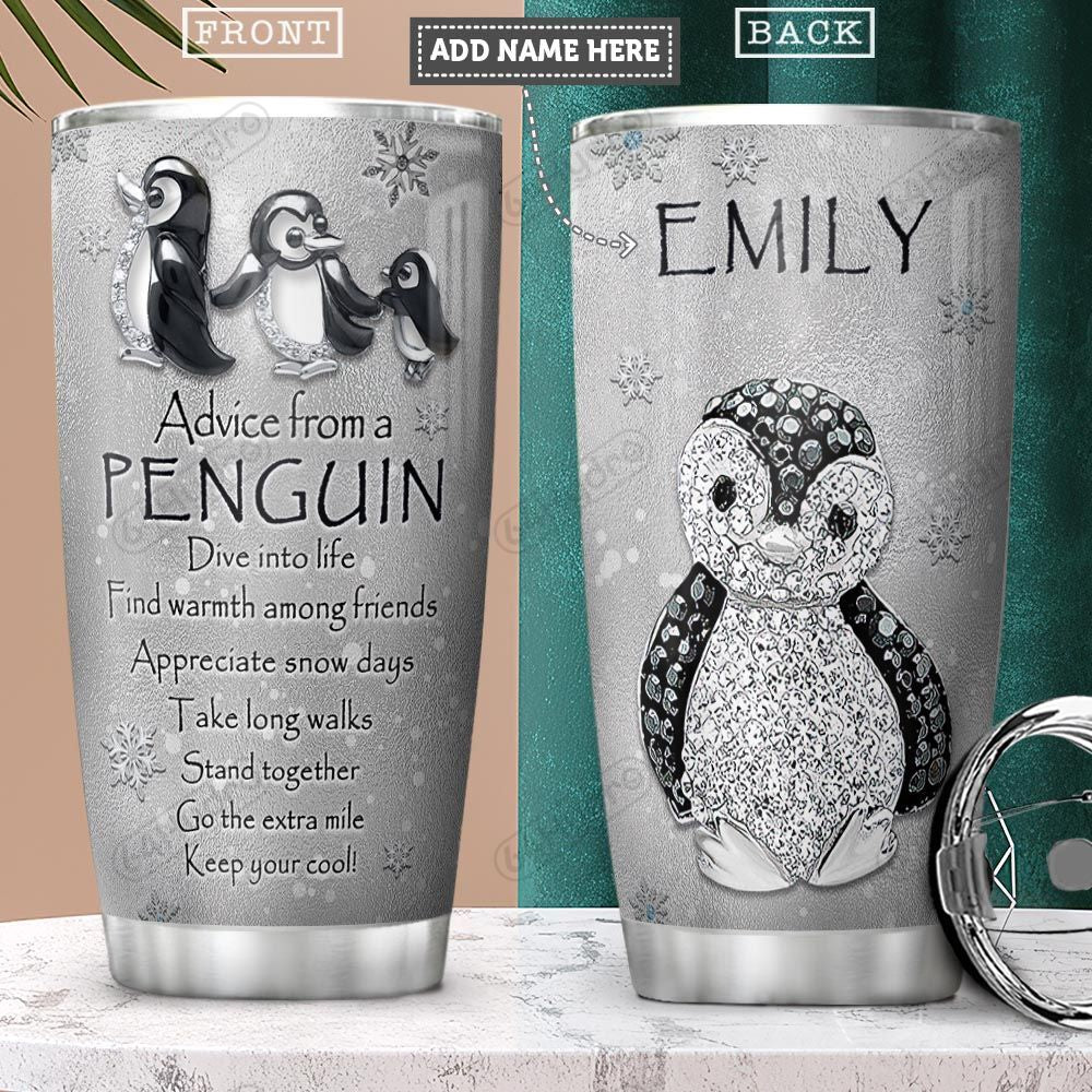 Penguin Advice Jewelry Style Personalized Pyr1801014Z  Stainless Steel Tumbler Travel Customize Name, Text, Number, Image