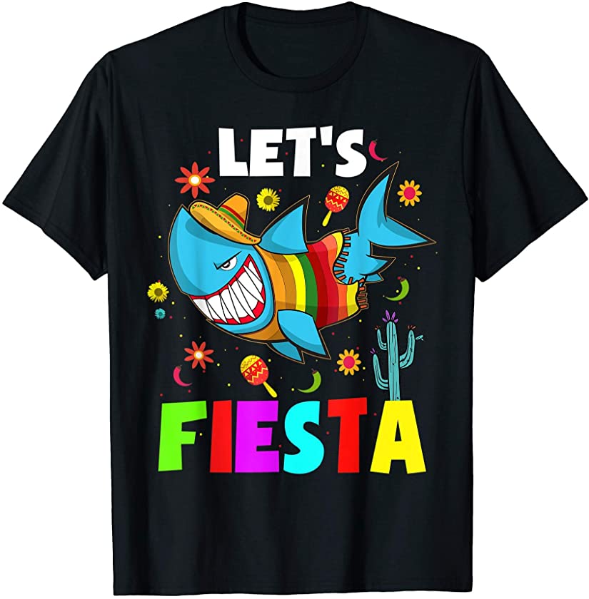 Cinco De Mayo Party Lets Fiesta Mexican Shark Poncho T-Shirt