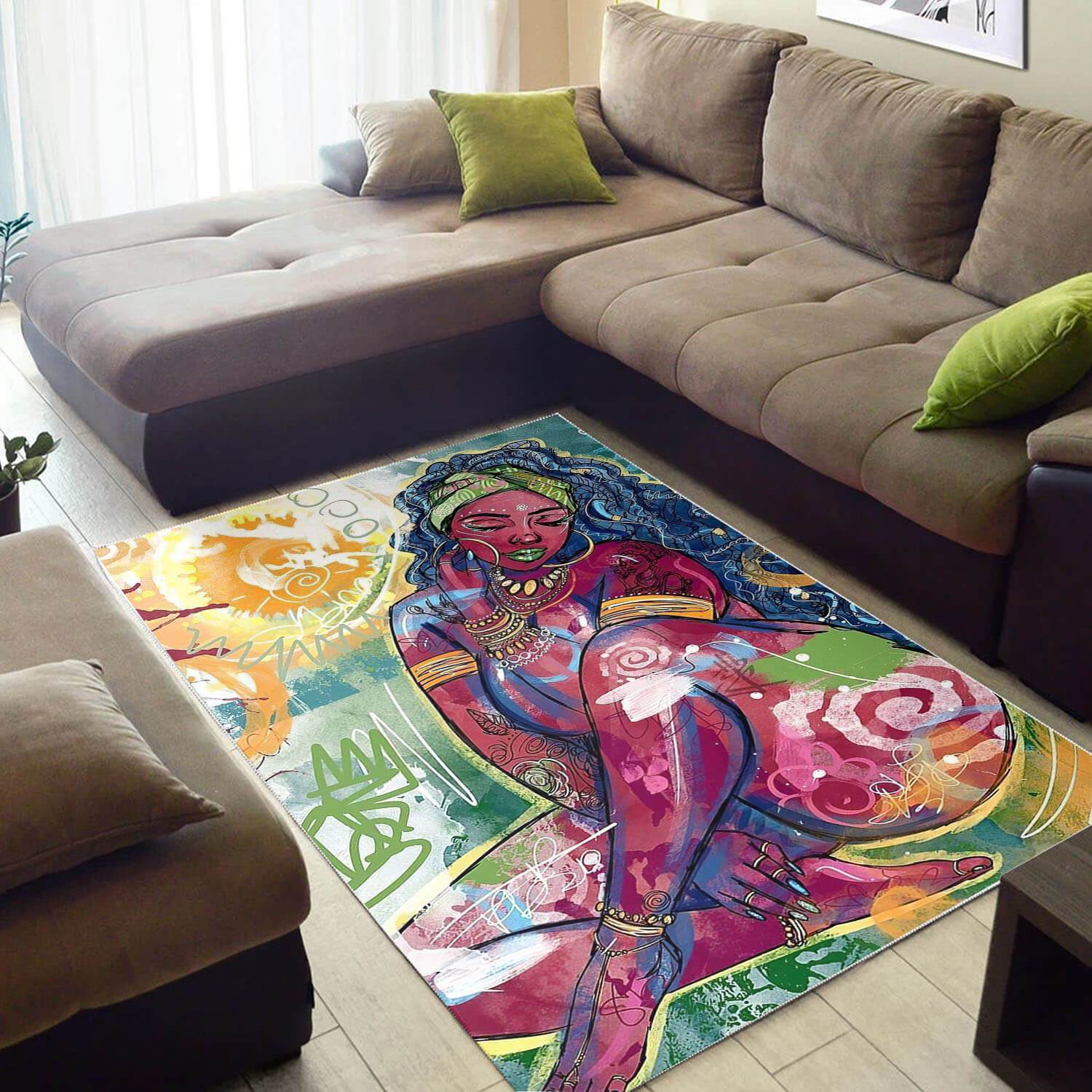 Afrocentric Rugs Beautiful Melanin Beauty Girl African American Print Rug Afrocentric Room Decor WBG46227