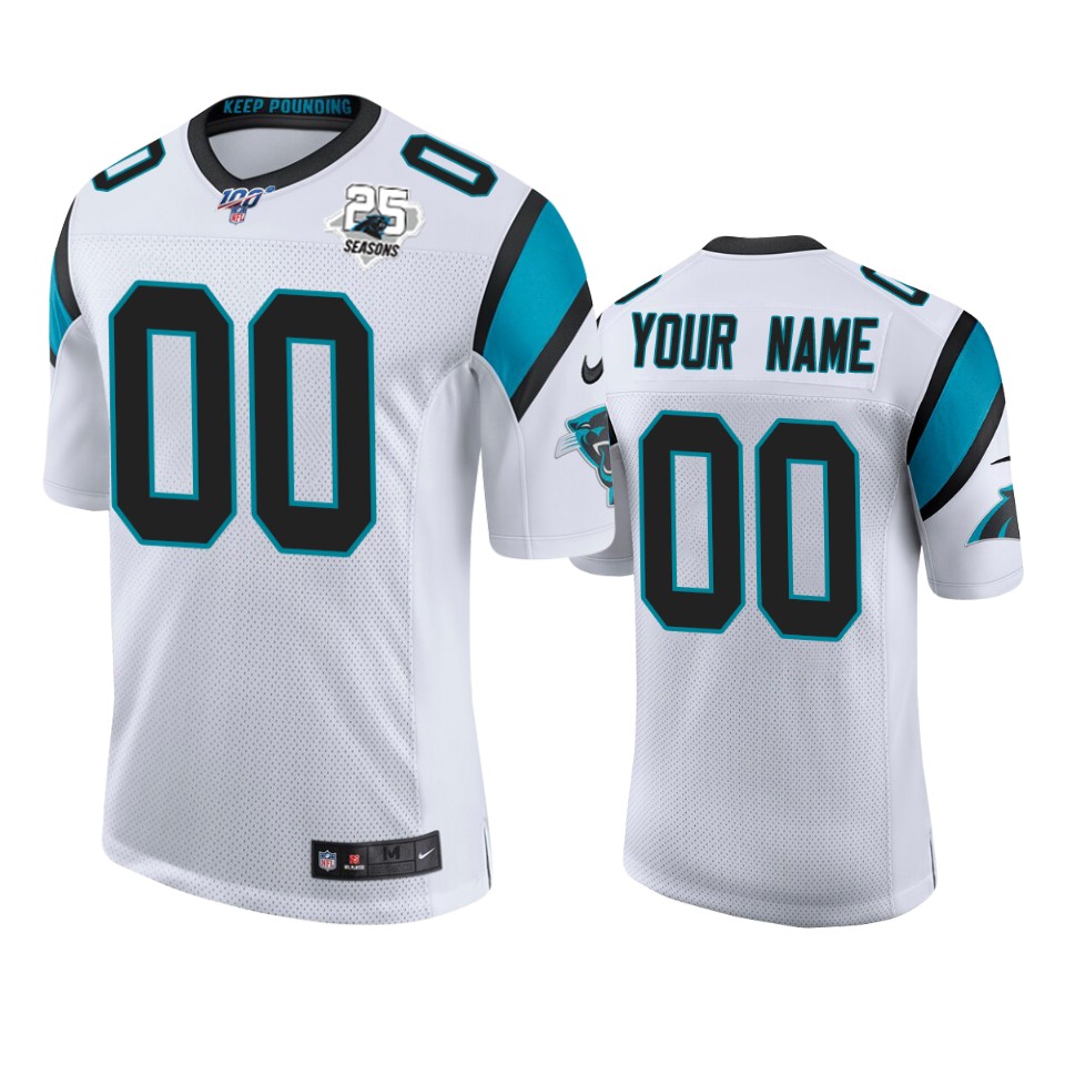 Carolina Panthers Custom White 100th Season Vapor Limited Jersey