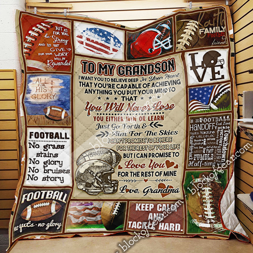 Football Grandson, Love, Grandma Psl596Gm 3D Quilt Blanket