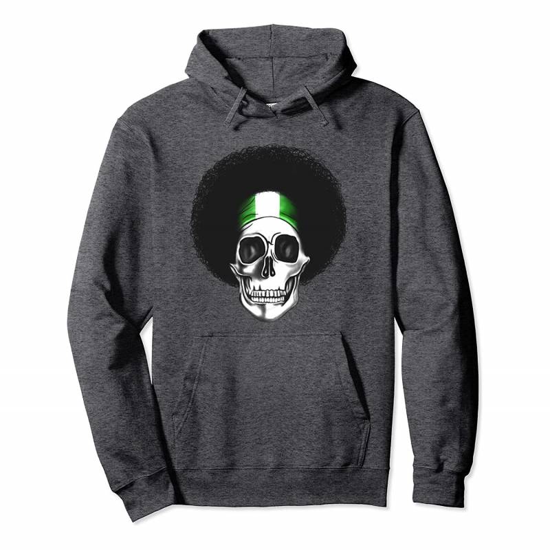 Proud Nigerian, Skull Afro African History Nigeria Flag Pullover Hoodie, T-Shirt, Sweatshirt, Tank Top, Racerback, Dolman