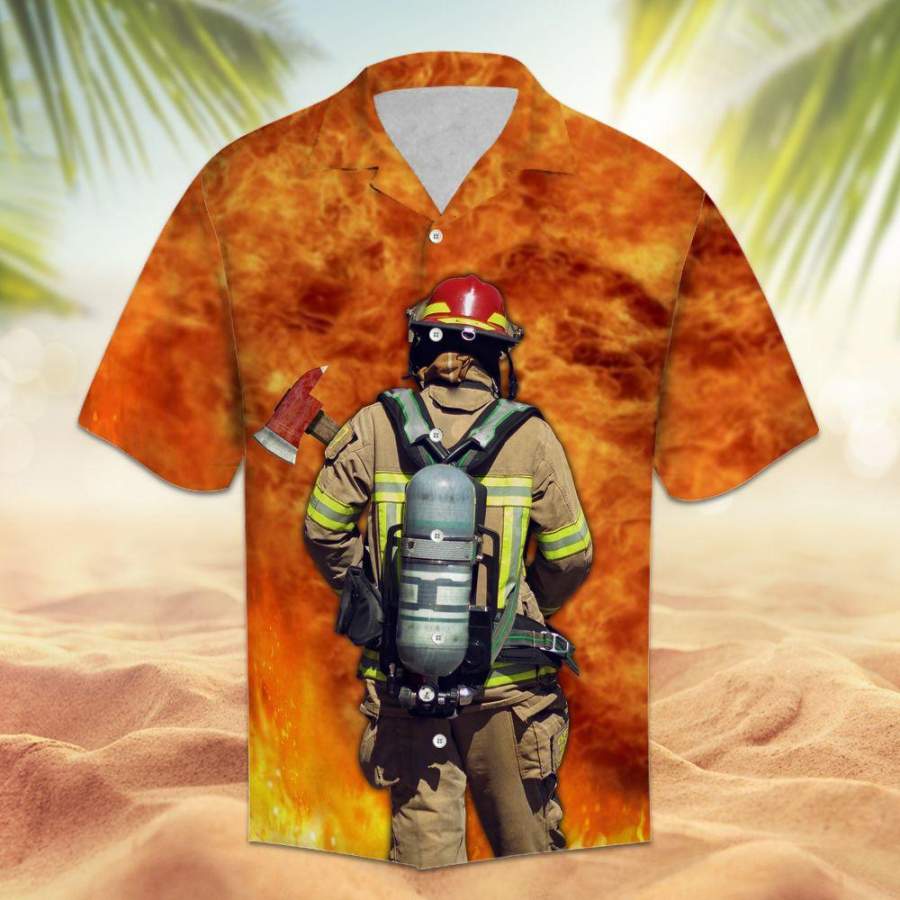 Proud Firefighter On Fire Hawaii Aloha Shirts Ha13934