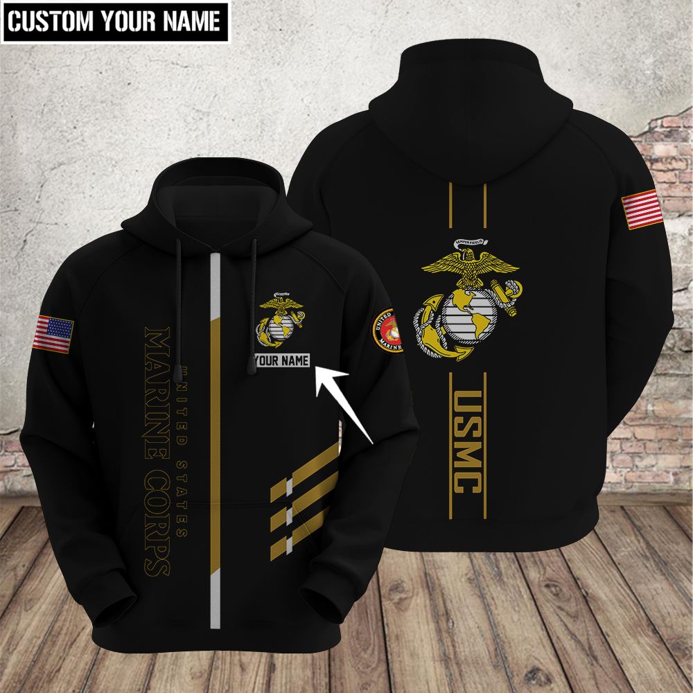 U.S MARINE 3D HOODIE CUSTOMIZED NAME – DCT