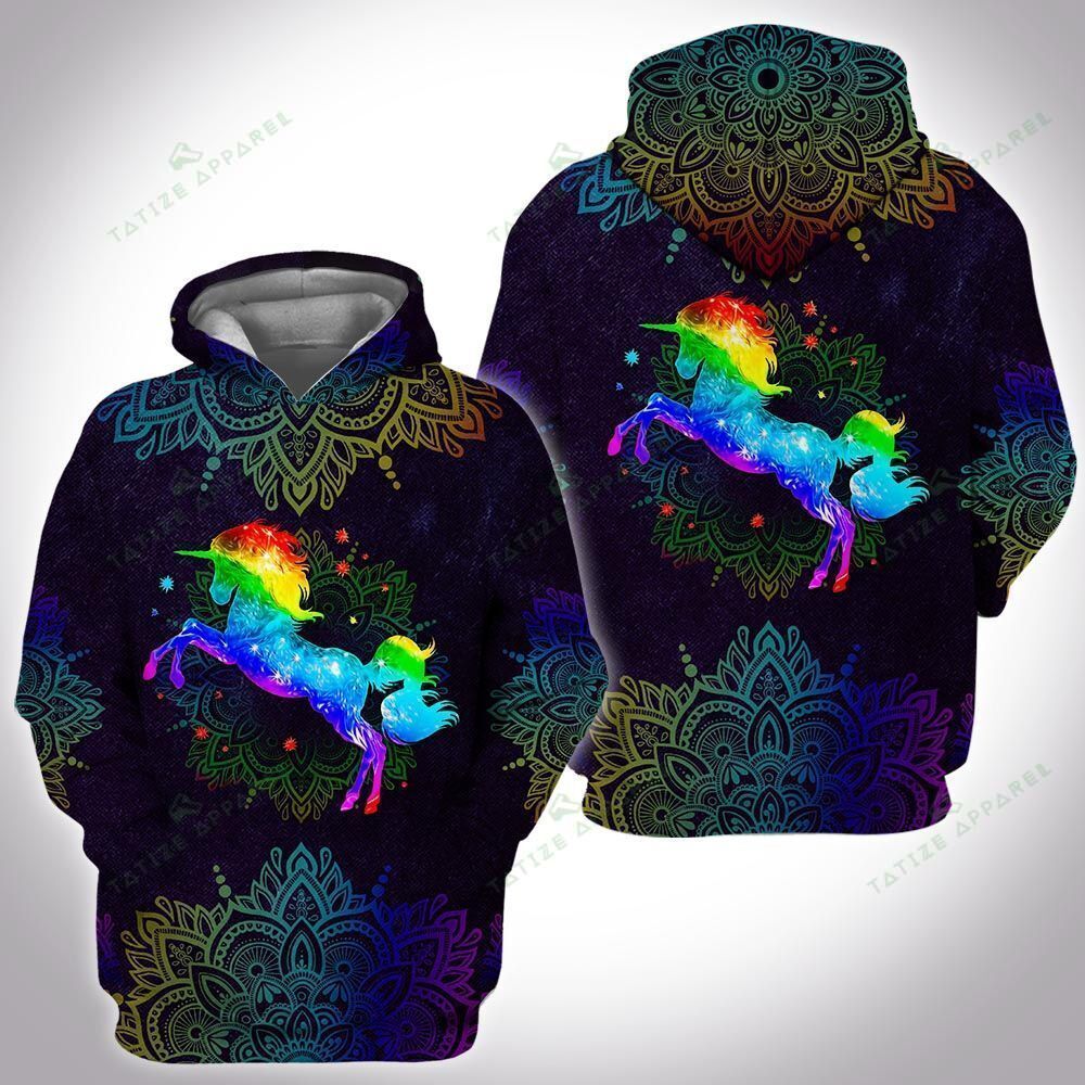 Unisex Animal Mandala Unicorn 3D Hoodie All Over Print