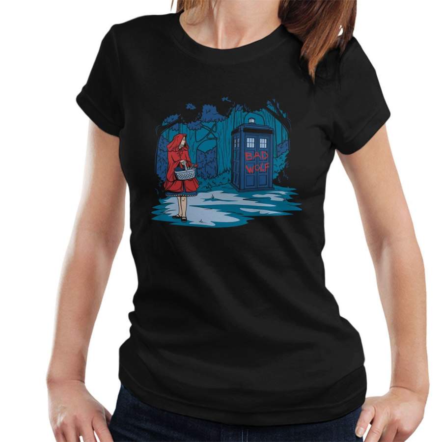 Big Bad Wolf Doctor Who Tardis Women’s T-Shirt