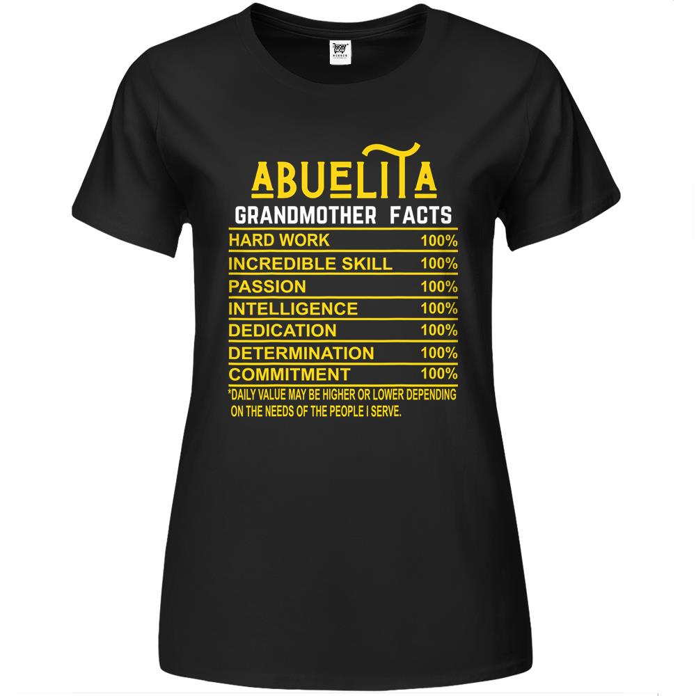 Nutritional Facts Shirt, Nutrition Facts Premium Womens T Shirts, Abuelita Grandmother Facts Funny Nutritional Premium Womens T Shirts