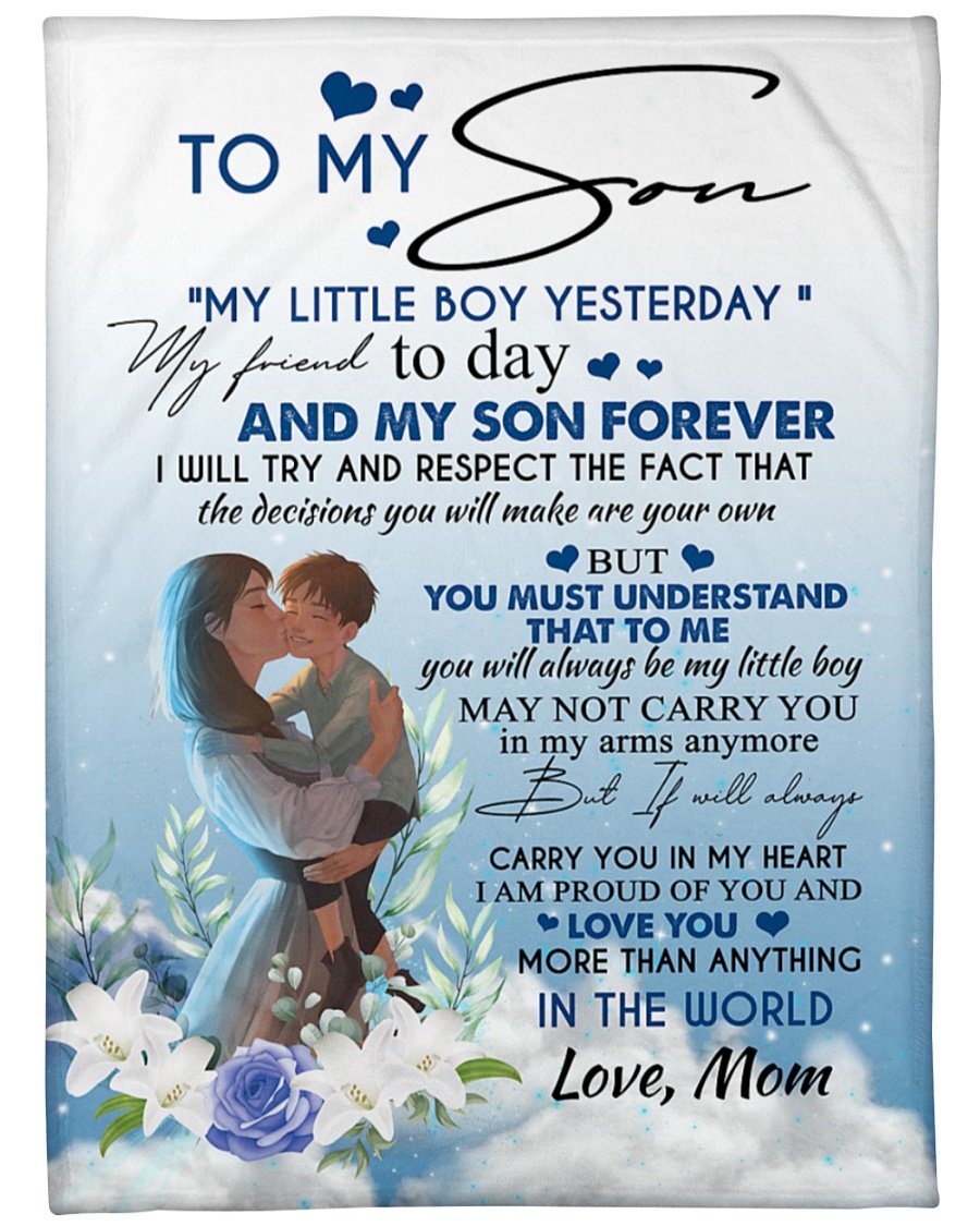 To My Son Love You More Than Anything In The World Fleece Blanket – Quilt Blanket Gift For Son Brithday Gift Family Gift Gift From Mom To Son Home Decor Bedding Couch Sofa Soft And Comfy Cozy