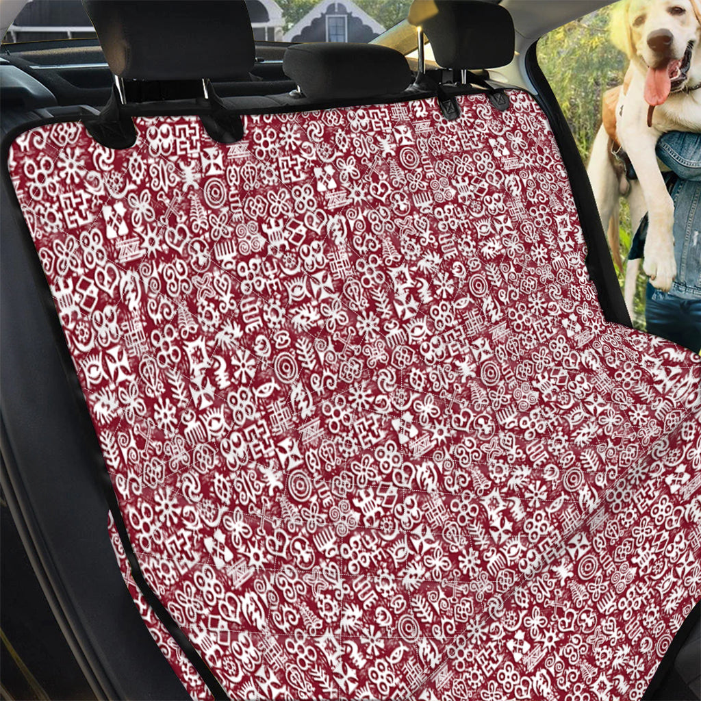 Red African Adinkra Tribe Symbols Pet Car Back Seat Cover