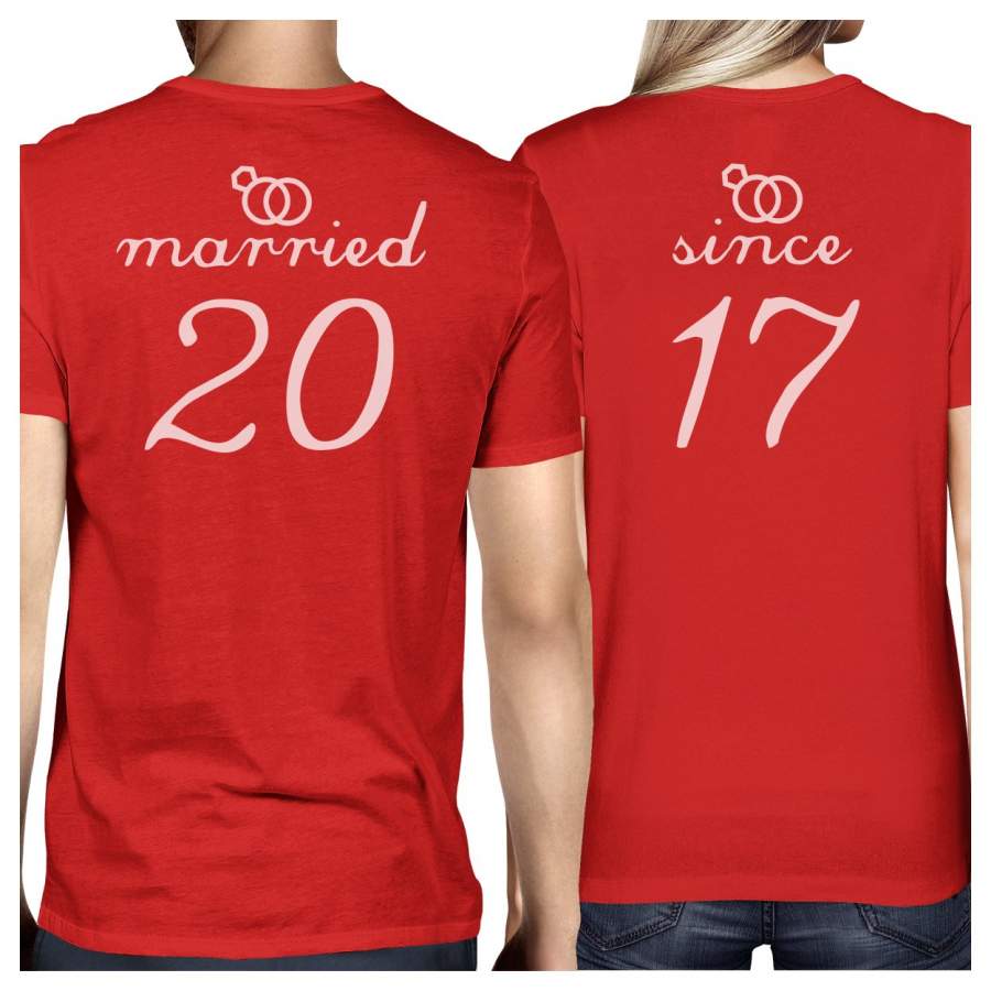 Married Since Custom Matching Couple Red Shirts