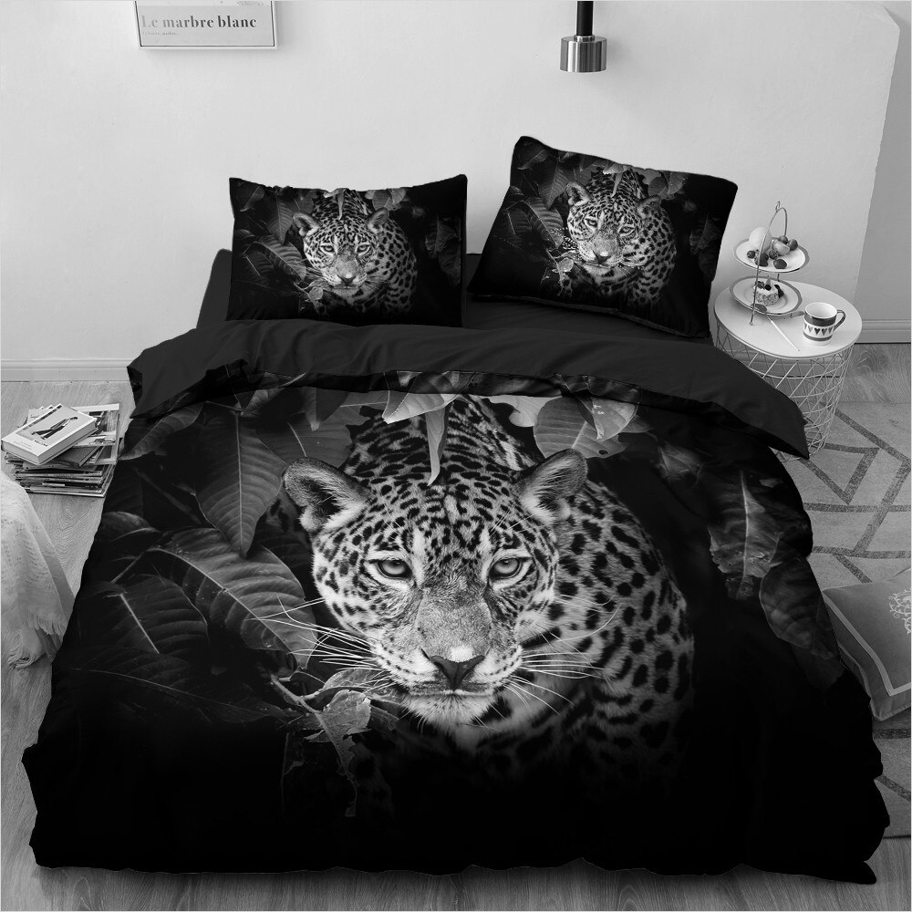 3D Bedding Sets Leopard Black Blue Cover Set Bed Linen Pillowcase King Queen Full Size 155*215 Home Texitle Duvet Covers