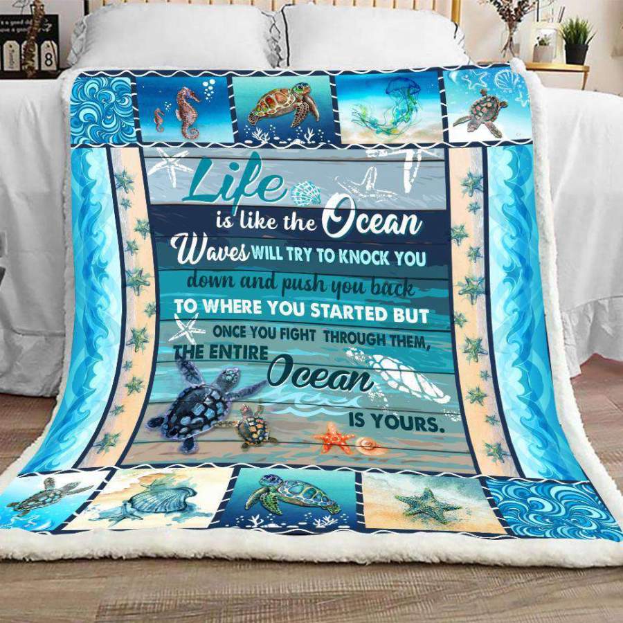 Life Is The Ocean Blanket Gift For Turtle Lovers