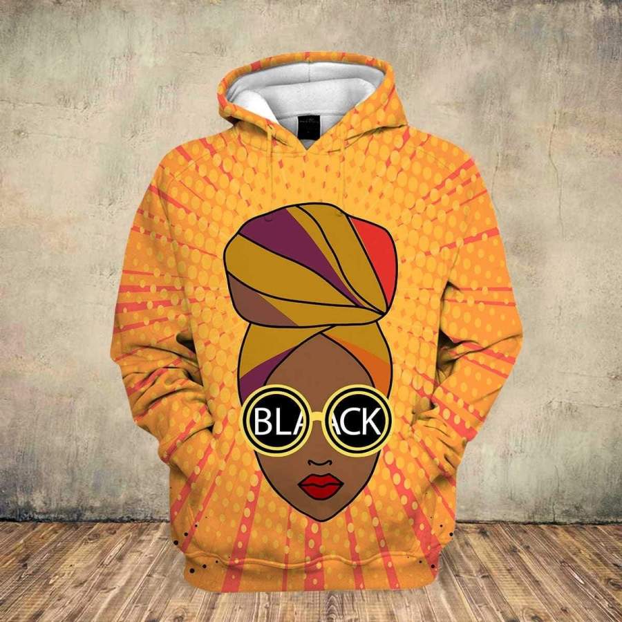 Black Girl Yellow Hoodie 3D All Over Print Custom Name #V