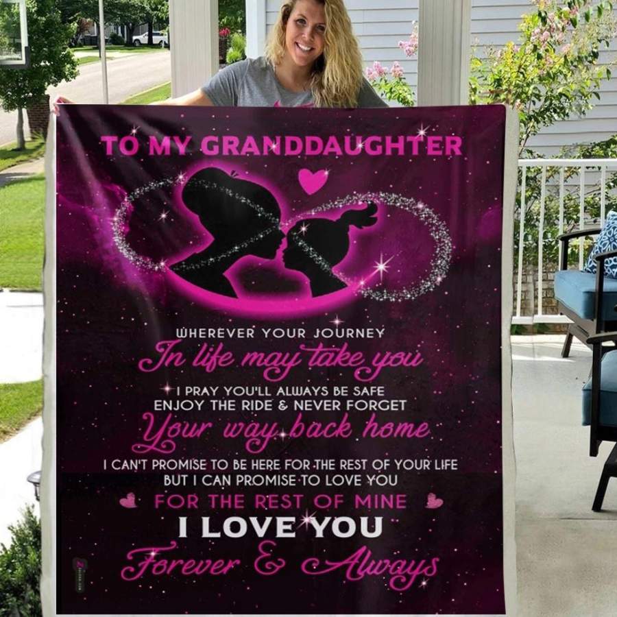 TO MY GRANDDAUGHTER WHEREVER YOUR JOURNEY IN LIFE MAY TAKE YOU 3D Pattern Custom Fleece Photo Blanket Fan Gift for Granddaughter