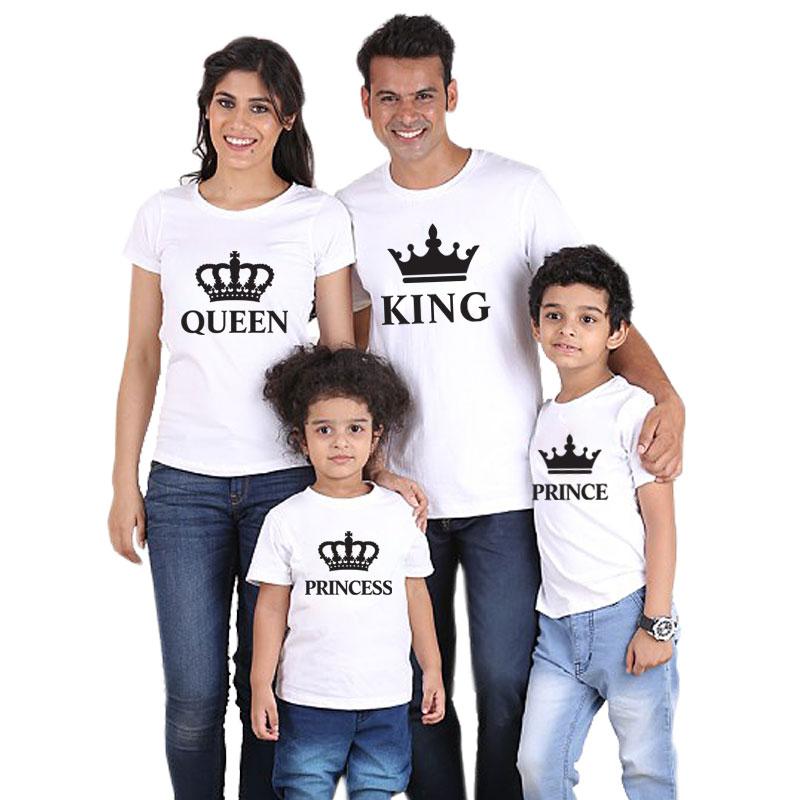 Family T Shirt Outfits Clothing Short Sleeve Black King Queen Daddy Mommy And Me Baby Girl Mother Daughter Family Look Clothes