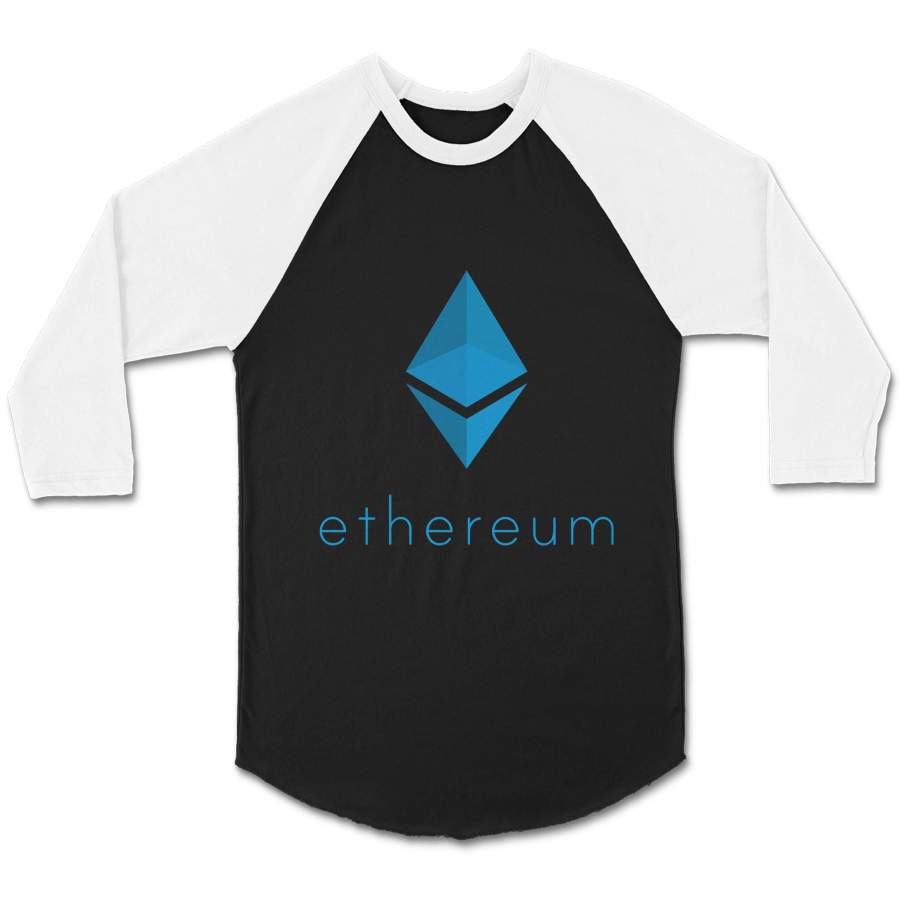 Vintage Ethereum Cryptocurrency Logo Unisex 3/4 Sleeve Baseball Tee T-Shirt