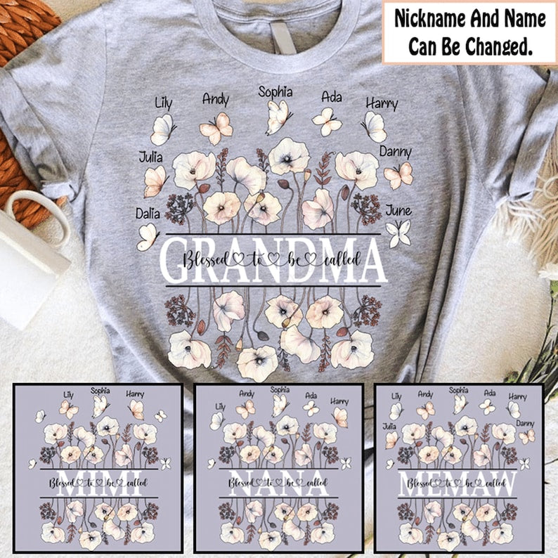 Blessed To Called  Grandma Shirt, Mother’S Day Shirt, Personalized Grandma Shirt, Custom Grandchildren, Personalized Mom Grandma, Mimi Shirt