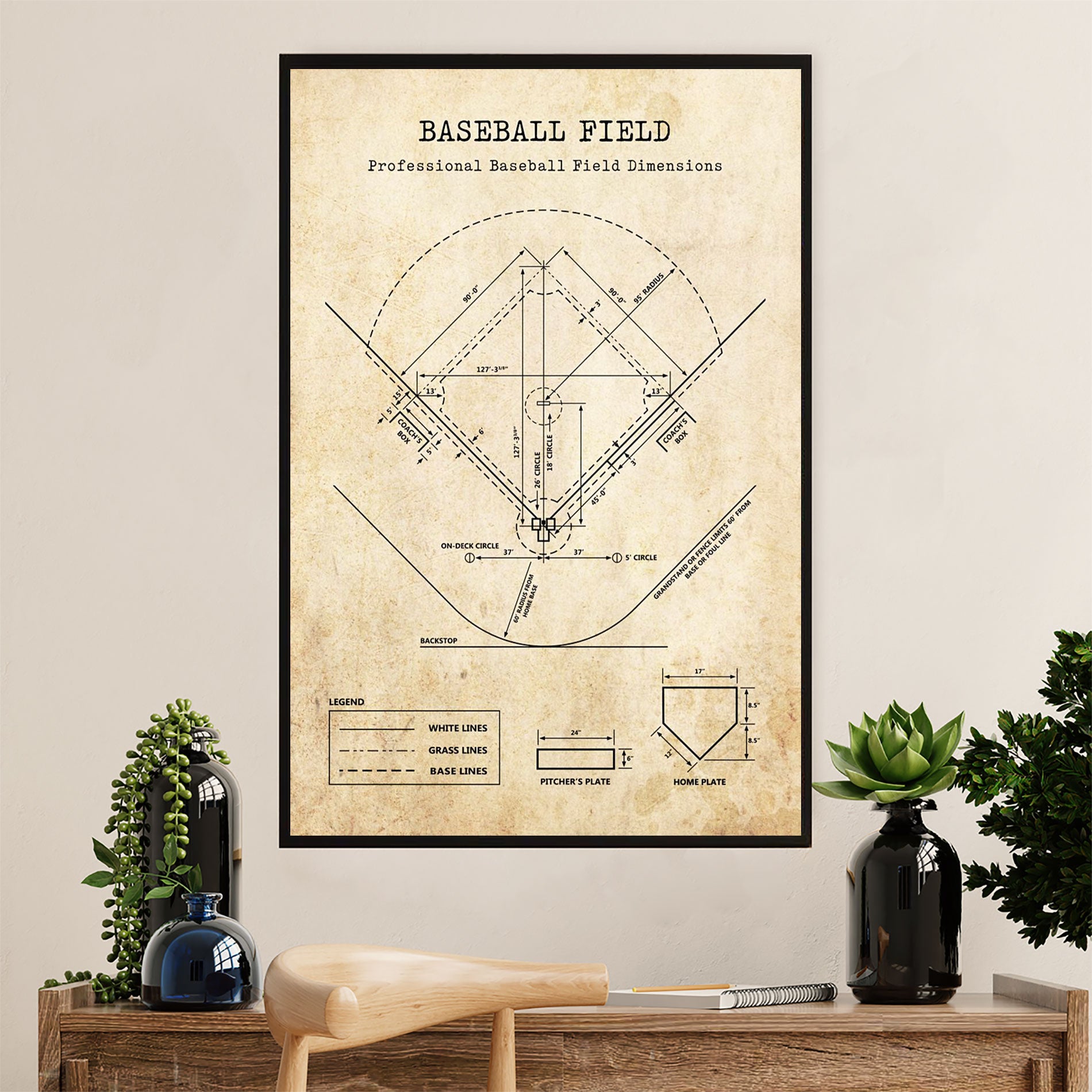 Baseball Poster Prints Wall Art | Baseball Field | Home Décor Gift For Baseball Player