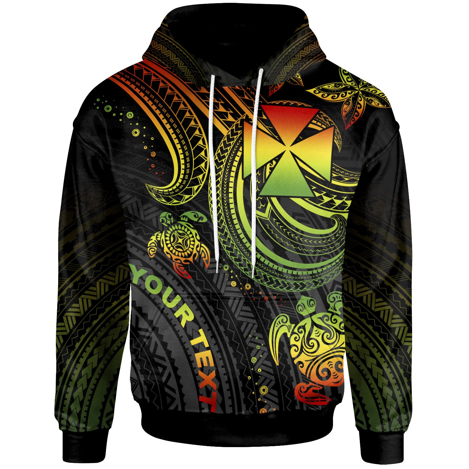 Wallis and Futuna Custom Personalised Hoodie – Reggae Turtle – BN26