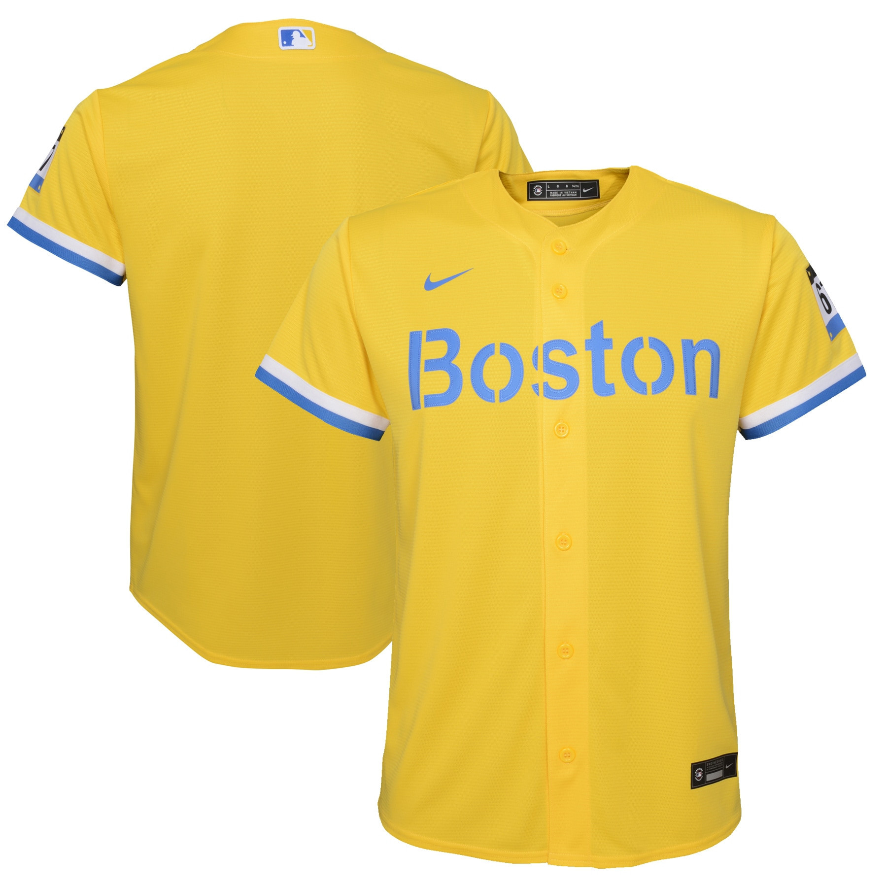 Boston Red Sox 2021 City Connect Replica Team Jersey – Gold/light Blue MLB