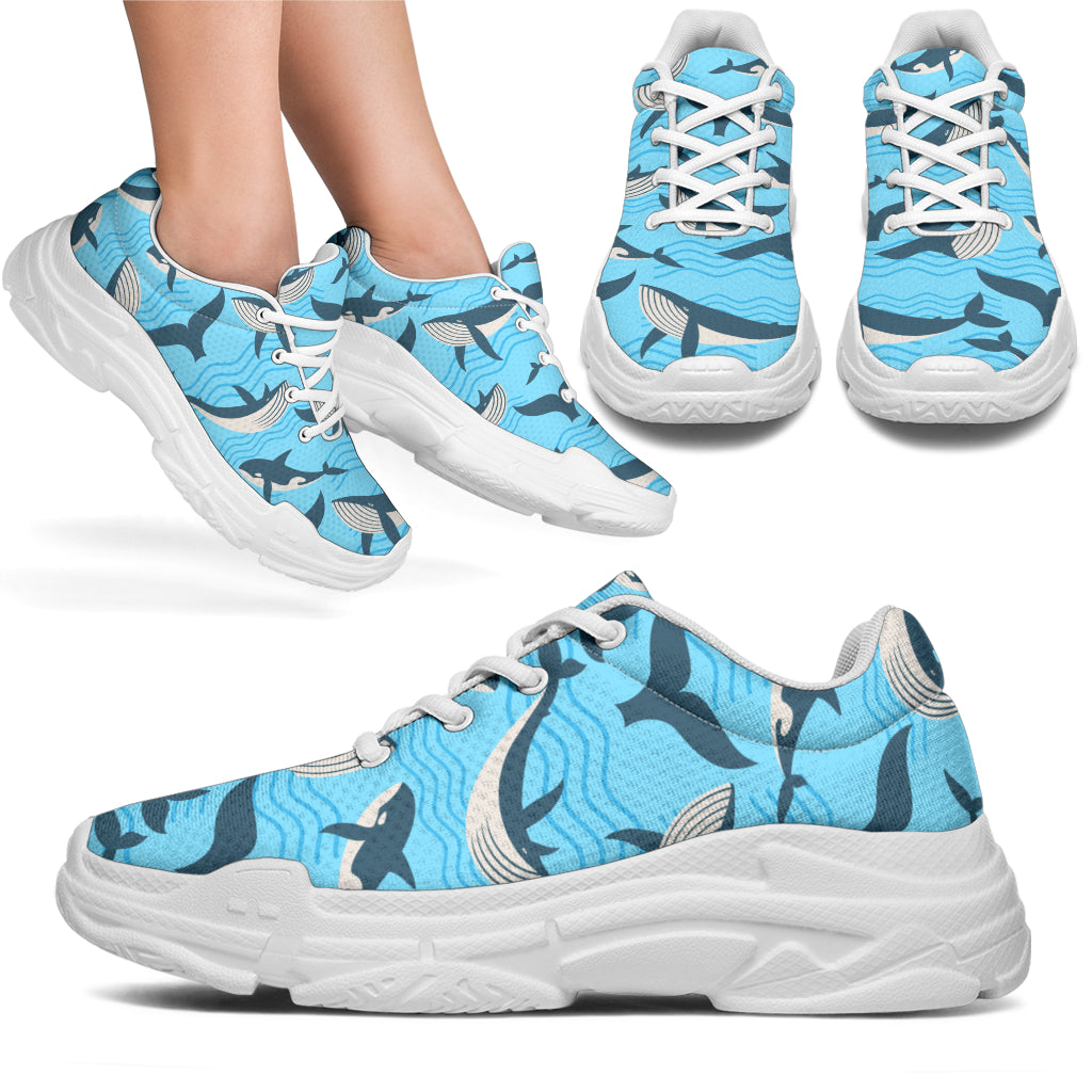 Whale Pattern Design Themed Print Chunky Sneakers