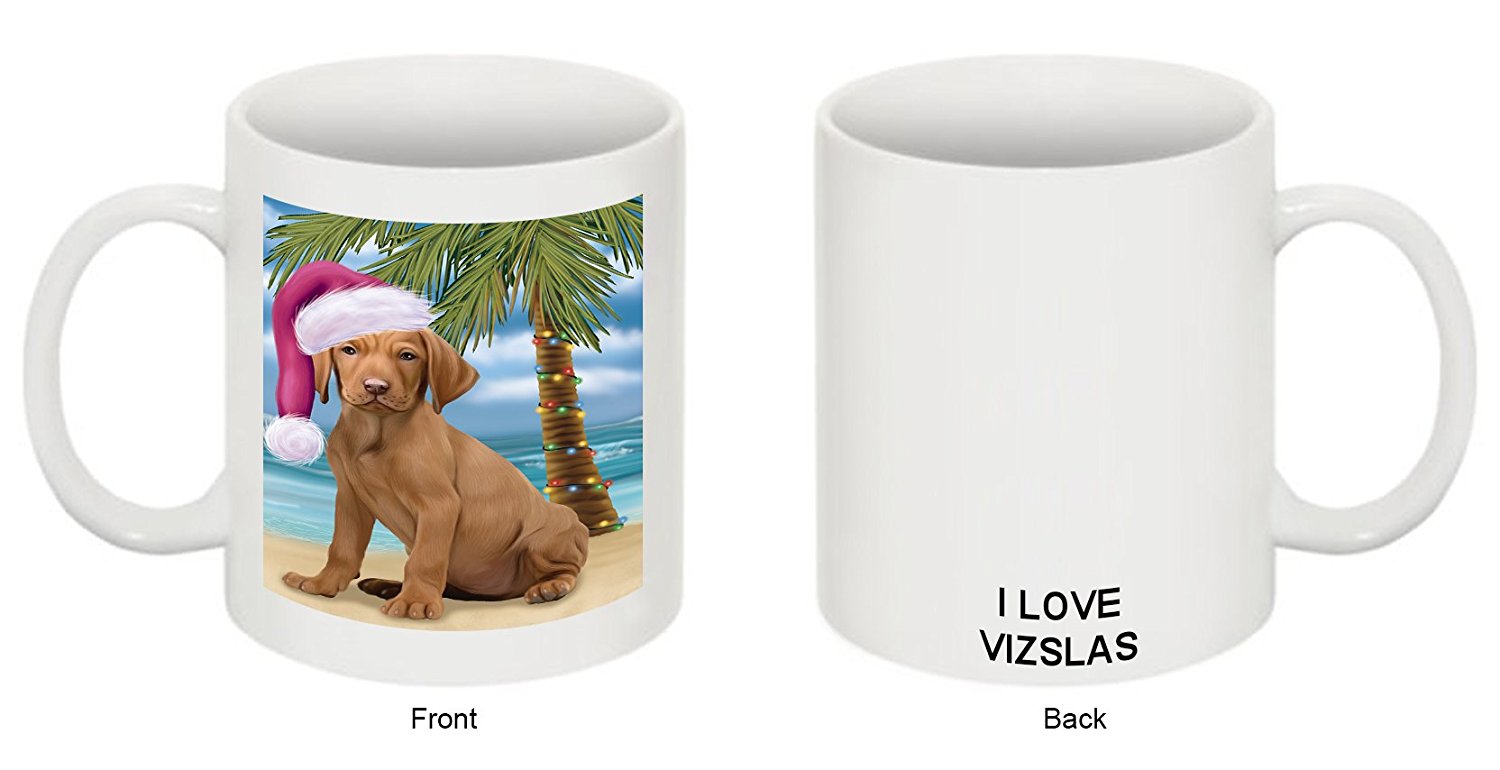 Summertime Vizsla Puppy On Beach Christmas Mug Cmg0838