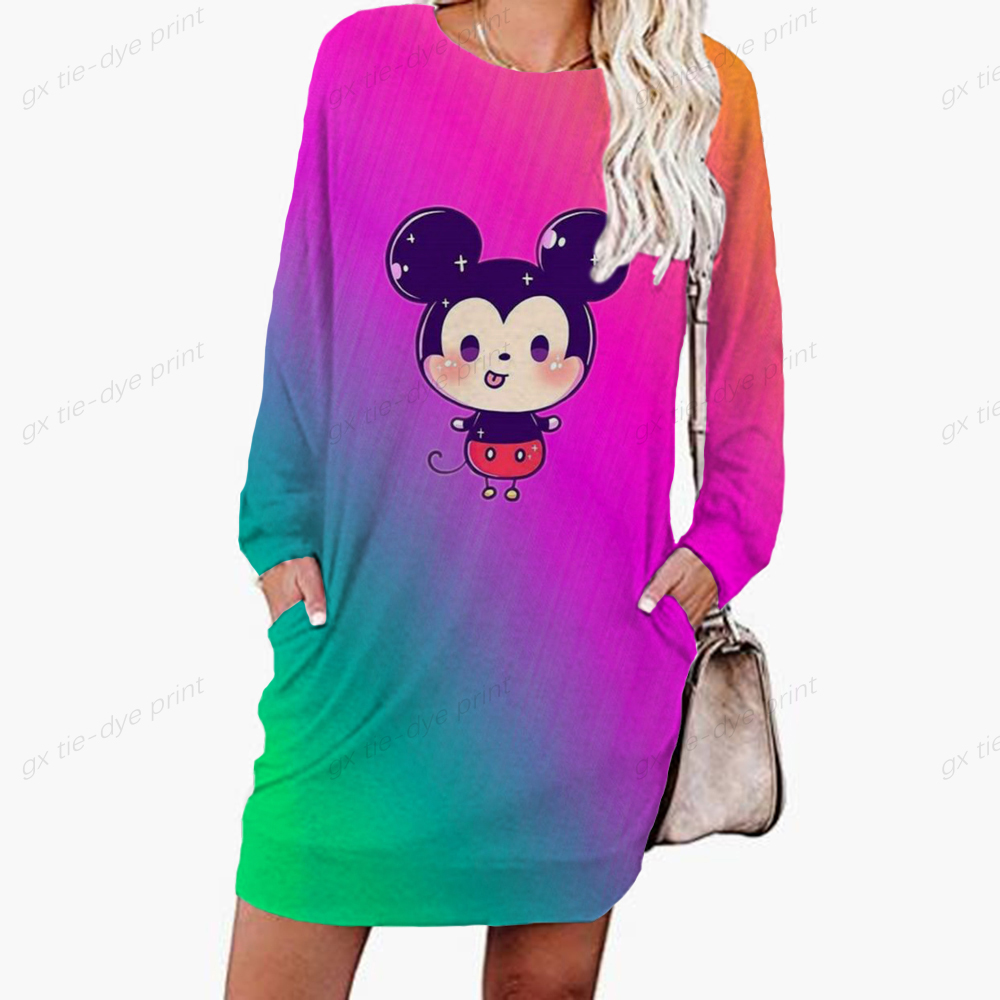 Autumn Disney Mickey Minnie Print Top Women Plush Fashion Casual Loose Long Sleeve O Neck Tops Cartoon Pullovers Sweaters alx