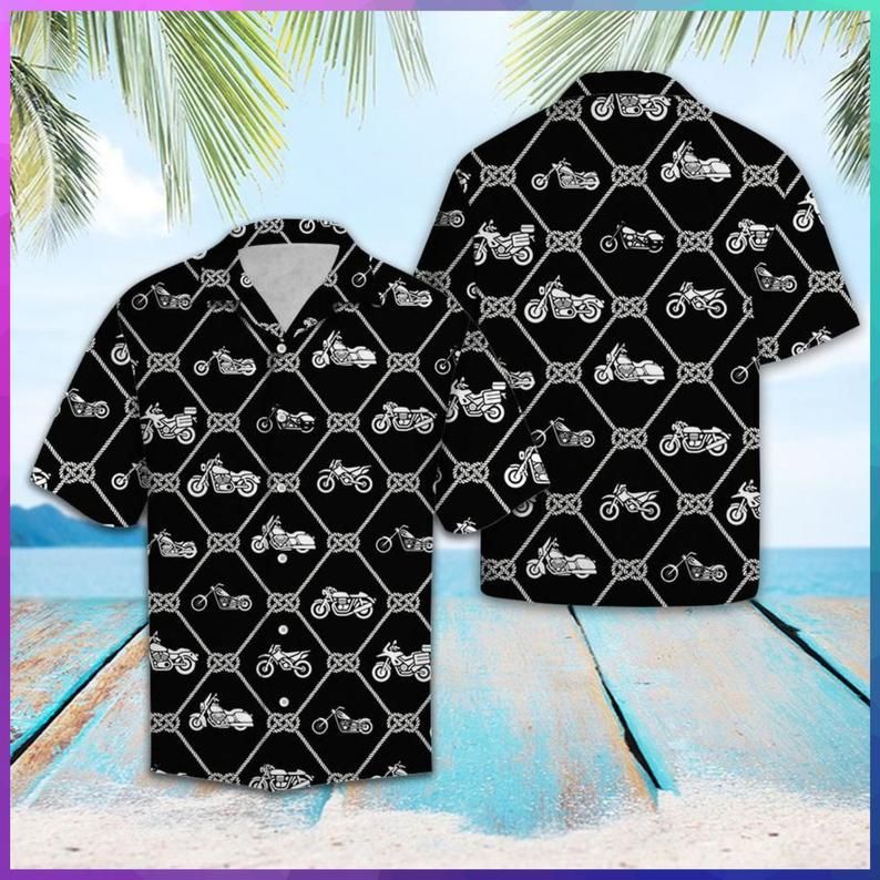 Motorbike Black White Unique Design Hawaii Shirt Ha72123