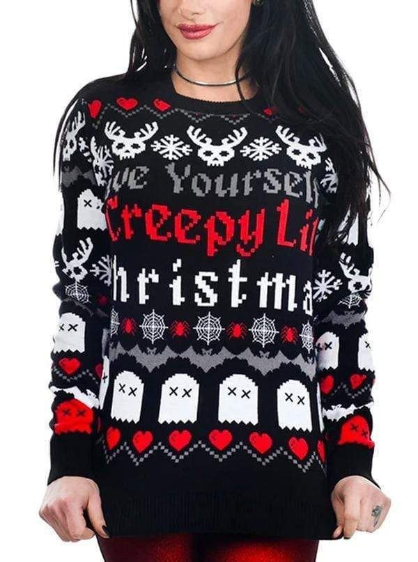 Womens Creepy Lil Christmas Ugly Christmas Sweater ed N